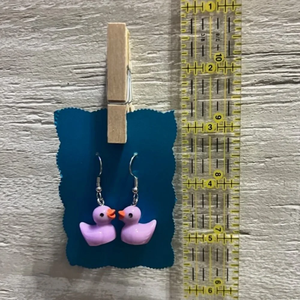 New Purple Resin Rubber Duck Earrings